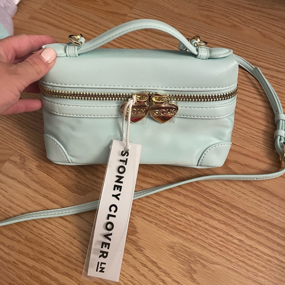 Stoney Clover Lane Light Blue Mini Bag with Gold Accents